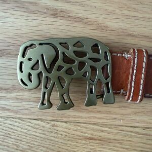 Lucky Brand Brown Leather Belt with White Contrast Stitching